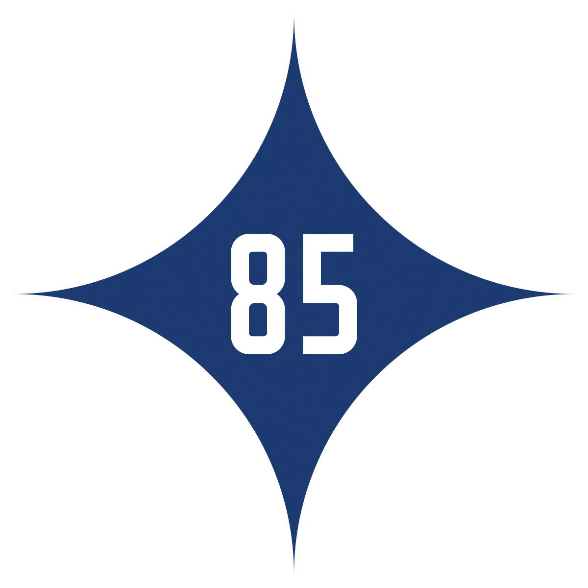 85-badge-blue