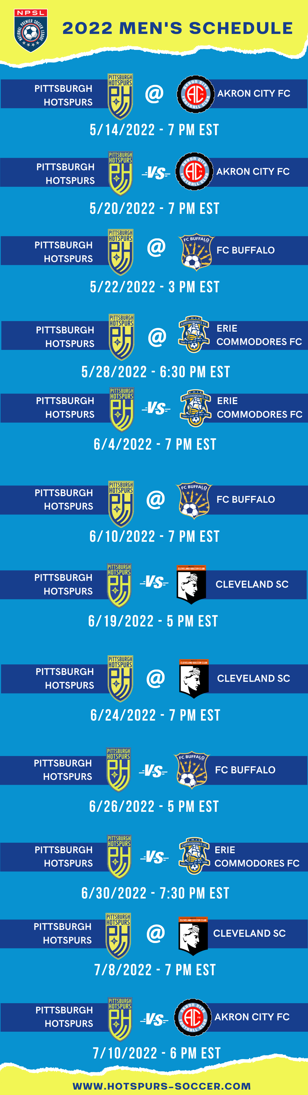 Pittsburgh Hotspurs 2022 Men's Schedule (1)