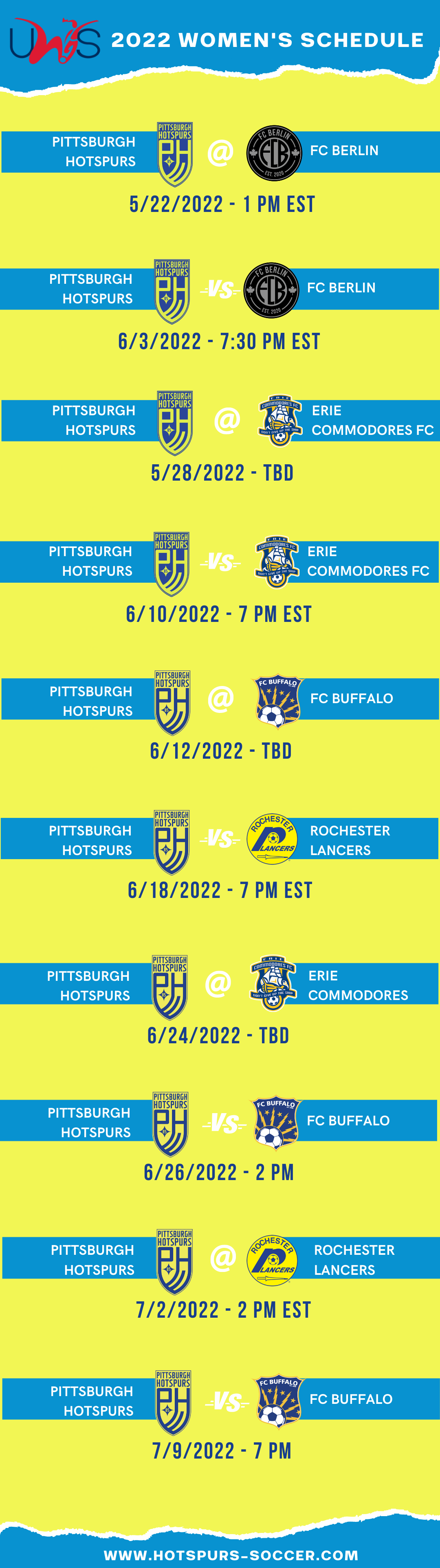 Pittsburgh Hotspurs Women's 2022 Schedule (1)